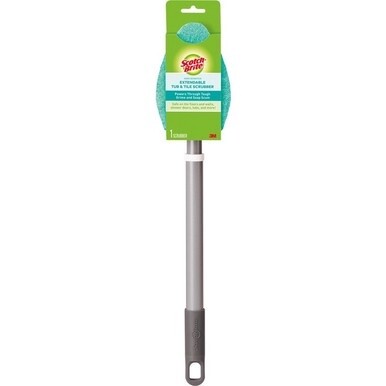 Scotch-Brite Bath Scrubber - 24&quot; Handle Length - Plastic Handle - 1 Each