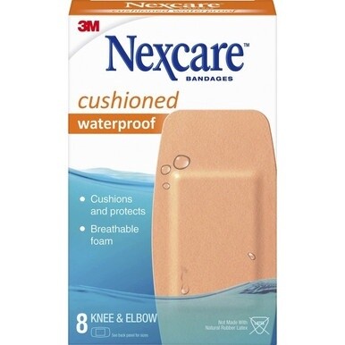 Nexcare Extra-Cushion Knee/Elbow Bandages - 1.88&quot; x 4&quot; - 8/Box - Beige - Foam