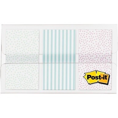 GSA MAS Post-it&amp;reg; Printed Flags - 60 x Assorted Pastel - 1" x 1.75" - 30 Sheets per Pad - Green, Blue, Pink - Self-adhesive, Sticky, Removable, Writable - 60 / Pack