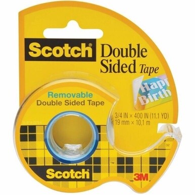 Scotch Removable Double-Sided Tape - 3/4&quot;W - 11.11 yd Length x 0.75&quot; Width - 1&quot; Core - Acrylic - Dispenser Included - Handheld Dispenser - Long Lasting - For Cut-and-paste - 1 / Roll - Clear