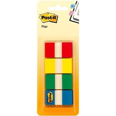 GSA MAS Post-it&amp;reg; Flags - 40 x Red, 40 x Yellow, 40 x Blue, 40 x Green - 1" x 1.75" - Rectangle - Unruled - Red, Yellow, Green, Blue, Assorted - 4 / Pack