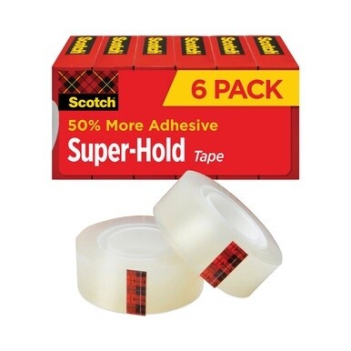 Super-Hold Tape Refill, 1&quot; Core, 0.75&quot; x 27.77 yds, Transparent, 6/Pack
