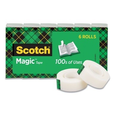 Magic Tape Refill, 1&quot; Core, 0.75&quot; x 22.2 yds, Clear, 6/Pack