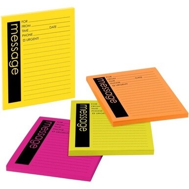 GSA MAS Post-it&amp;reg; Important Message Note - 50 Sheet(s) - 5" x 4" Sheet Size - Yellow, Pink, Orange, Green - Assorted Sheet(s) - 4 / Pack