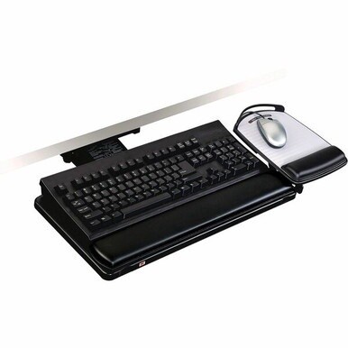 3M Adjustable Keyboard Tray with Adjustable Keyboard and Mouse Platform - 19.5&quot; Width x 10.5&quot; Depth - Black - 1
