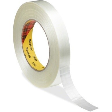 Scotch Premium-Grade Filament Tape - 60 yd Length x 1&quot; Width - 6.6 mil Thickness - 3&quot; Core - Synthetic Rubber - Glass Yarn Backing - Curl Resistant, Moisture Resistant, Abrasion Resistant - For Reinfo