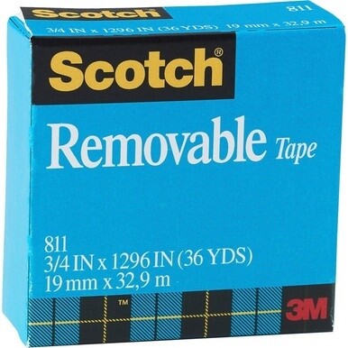 Scotch Removable Magic Tape Roll - 36 yd Length x 0.75&quot; Width - 1&quot; Core - Split Resistant, Tear Resistant - For Attaching - 1 / Roll - Matte - Clear