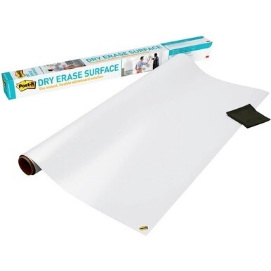 Post-it&amp;reg; Self-Stick Dry-Erase Film Surface - White Surface - 36&quot; (3 ft) Width x 48&quot; (4 ft) Length - White Film - Rectangle - Flexible, Stain Resistant, Self-stick - 1 / Pack