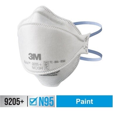 3M Aura N95 Particulate Respirator 9205 - Recommended for: Face - Adult Size - Airborne Particle, Dust, Contaminant, Fog Protection - White - Lightweight, Soft, Comfortable, Adjustable Nose Clip, Disp