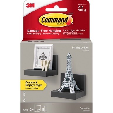 Command Display Ledges - 4&quot; Width x 3.5&quot; Depth x 3&quot; Height - 2 / Pack - Slate - Plastic