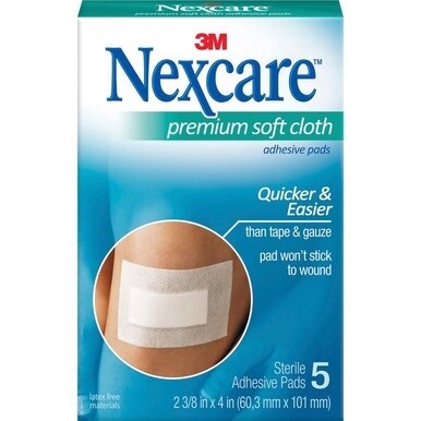 Nexcare Soft Cloth Premium Adhesive Gauze Pad - 3 Ply - 2.38&quot; x 3&quot; - 15/Box - White