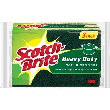 Scotch-Brite Heavy-Duty Scrub Sponges - 2.8&quot; Height x 4.5&quot; Width x 4.5&quot; Length x 590 mil Thickness - 8/Carton - Yellow, Green