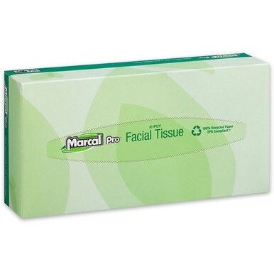 Marcal Pro Facial Tissue - Flat Box - 2 Ply - 4.50&quot; x 8.60&quot; - White - Absorbent, Soft, Hypoallergenic, Fragrance-free, Dye-free - For Healthcare, Office - 100 - 100 / Box