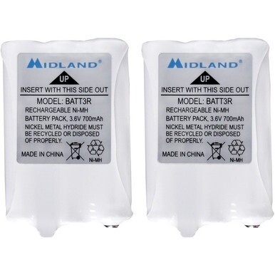 Midland Rechargeable Battery Pack - For Radio - Battery Rechargeable - 700 mAh - 3.6 V DC - 2 / Pair