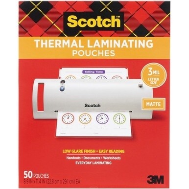 Scotch Laminating Pouch - Laminating Pouch/Sheet Size: 8.90&quot; Width x 11.40&quot; Length x 3 mil Thickness - for Laminator, Document, Award, Sign, Calendar, Certificate, Artwork, Schedule - Double Sided - C