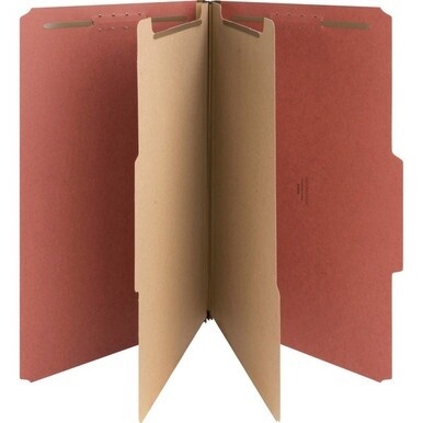 Nature Saver 2/5 Tab Cut Legal Recycled Classification Folder - 8 1/2&quot; x 14&quot; - 6 Fastener(s) - 2&quot; Fastener Capacity for Folder, 1&quot; Fastener Capacity for Divider - 2 Divider(s) - Pressboard - Red - 100
