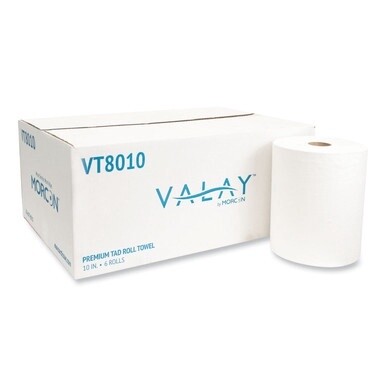 10 Inch TAD Roll Towels, 1-Ply, 10&quot; x 700 ft, White, 6 Rolls/Carton