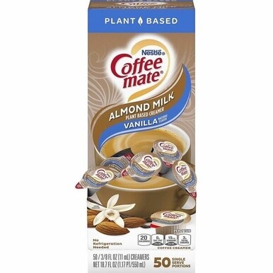 Coffee mate Almond Milk Vanilla Liquid Creamer - Vanilla Almond Milk Flavor - 0.38 fl oz (11 mL) - 50/BoxTub