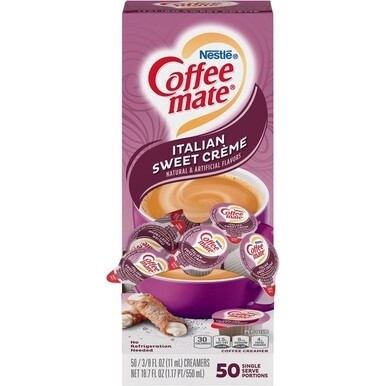 Coffee mate Italian Sweet Cream Creamer Single Serve Tubs - Italian Sweet Creme Flavor - 0.38 fl oz (11 mL) - 50/Box - 50 Serving