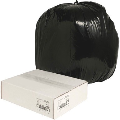 Nature Saver Black Low-density Recycled Can Liners - Large Size - 45 gal Capacity - 40&quot; Width x 46&quot; Length - 1.25 mil (32 Micron) Thickness - Low Density - Black - Plastic - 100/Carton - Cleaning Supp
