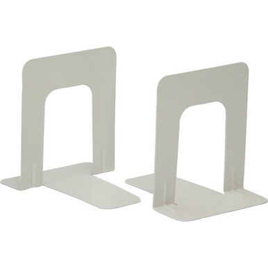 Heavy-Duty Bookends - 6&quot; Height x 4.8&quot; Width x 6&quot; Depth - Heavy Duty, Rounded Edge - 18% Recycled - Beige - Metal - 1 Pair