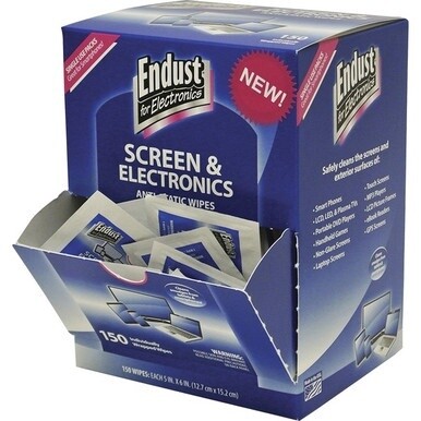 Endust Screen/Electronics Clean Wipes - For Smartphone, Handheld Device, Notebook, LCD, GPS Navigation System, Display Screen - Anti-static, Alcohol-free, Ammonia-free, Soft, Non-abrasive - 150 / Pack