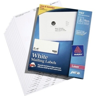 7530013360540 Government Only AbilityOne SKILCRAFTÆ/AveryÆ White Laser Labels - TrueBlockô - 2&quot; x 4&quot;