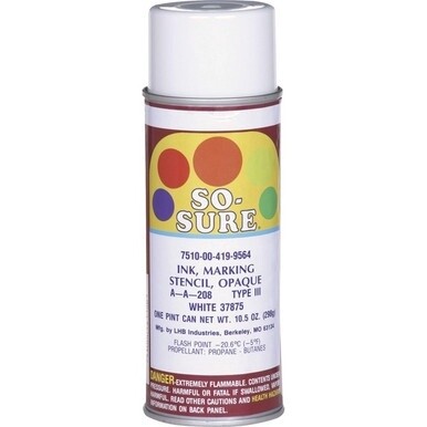 SKILCRAFT So-Sure Stencil Ink - 10.50 oz - 1 Each - White