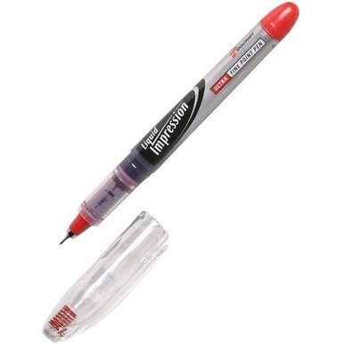 7520015194367 SKILCRAFT Liquid Impression Marker - Red Ink - Translucent Barrel - 12 / Dozen