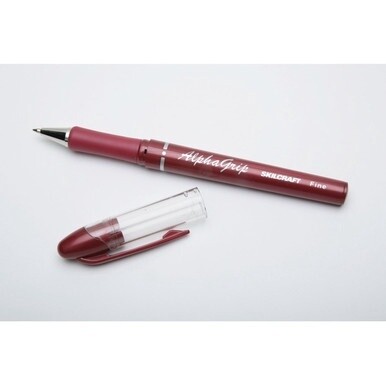 SKILCRAFT AlphaGrip Ballpoint Pens - Fine Pen Point - Refillable - Red - Red Barrel - 1 Dozen