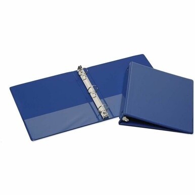 SKILCRAFT Clear Overlay 3-Ring Binder - Letter - 8.5&quot; x 11&quot; - 3&quot; Capacity - 12 / Box - Blue