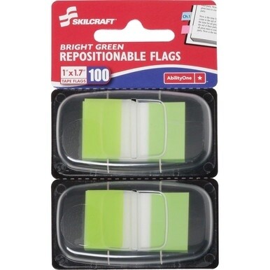 7510013991152 AbilityOne Self-Stick Repositionable Flags - Bright Green