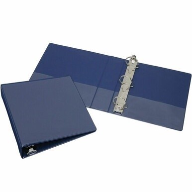 SKILCRAFT Slant D-Ring View Binder - 2&quot; Binder Capacity - Letter - 8 1/2&quot; x 11&quot; Sheet Size - 3 x D-Ring Fastener(s) - Inside Front &amp; Back Pocket(s) - Vinyl - Blue - Clear Overlay, Heavy Duty, Tear Res