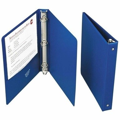 ABILITYONE 7510004098646 7510-00-409-8646 Binder, Round Ring, Pockets, Blue, 1" Capacity, Letter Size 18 EA