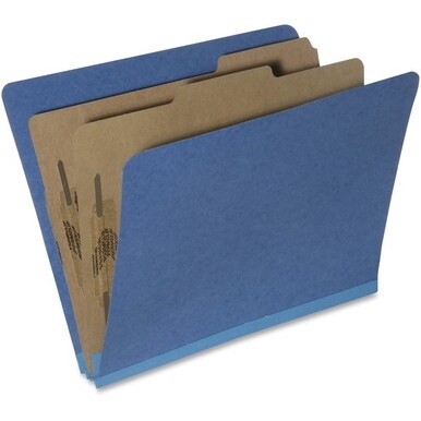 7530015567914 AbilityOne Pressboard Classification Folder - 2 Dividers - 6 Part - Letter - Dark Blue