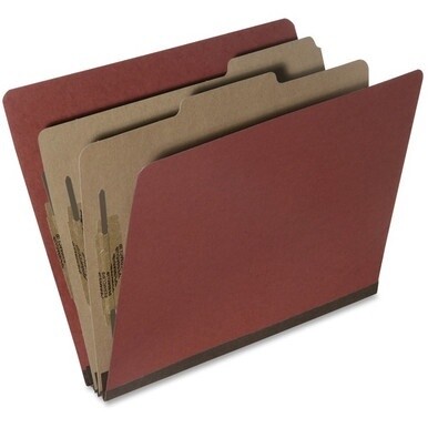 7530015567912 AbilityOne Pressboard Classification Folder - 2 Dividers - 6 Part - Letter - Earth Red