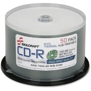 7045016269521 AbilityOne SKILCRAFTÆ White Thermal Printable CD-R Discs