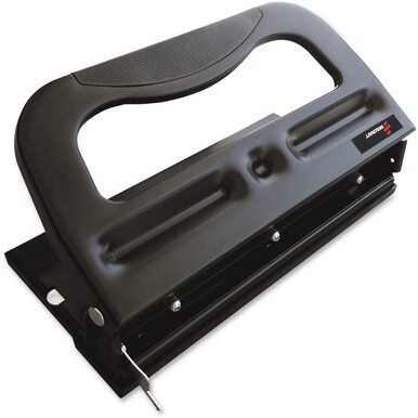 SKILCRAFT Heavy-duty 3-hole Paper Punch - 3 Punch Head(s) - 32 Sheet - 9/32&quot; Punch Size - Black, Metallic