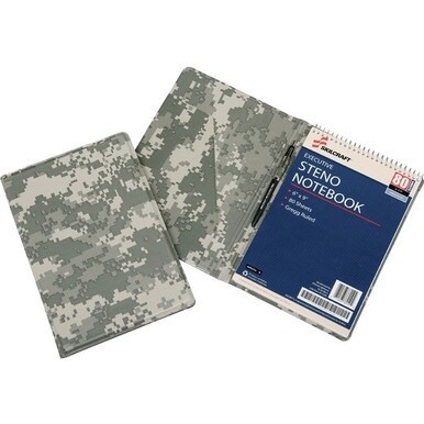 SKILCRAFT Recycled Pad Folio - 6&quot; x 9&quot; - 80 Sheet Capacity - Inside Front Pocket(s) - Vinyl, LeatherGrain - Camouflage - 30% Recycled - 1 Each
