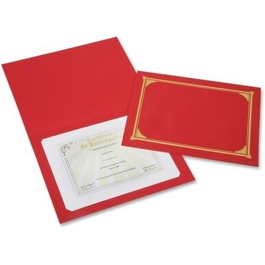 ABILITYONE 7510016272960 7510-01-627-2960 Cover, Certificate-Document, Gold Foil Stamped, Red 25 PG