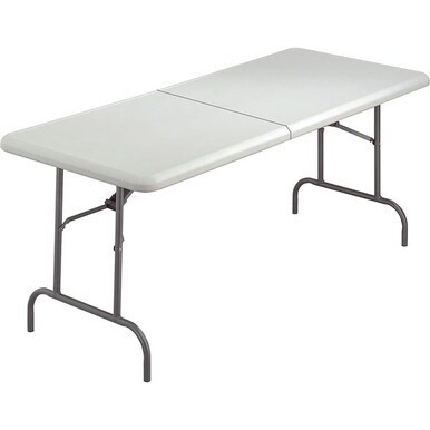7110016716415 Government Only AbilityOne Bi-Fold Folding Table - 72&quot; W x 29&quot; H x 30&quot; D - 250 lb weight capacity - Platinum Gray