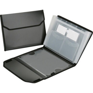 ABILITYONE 7530016599976 7530-01-659-9976 File Folder, Expanding, 7 Tab With Pockets, Flap and Cord Closure, Polypropylene, Black 12 EA