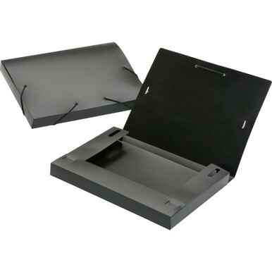 ABILITYONE 7520016598745 7520-01-659-8745  File Storage Box, Expanding, Flap and Cord Closure, Polypropylene, Black 12 EA