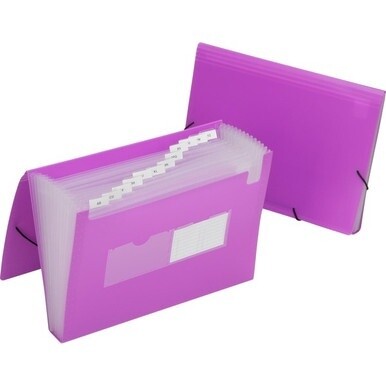 ABILITYONE 7530016597147 7530-01-659-7147  File Folder, Expanding, 12 Tab, Flap and Cord Closure, Polypropylene, Purple 12 EA