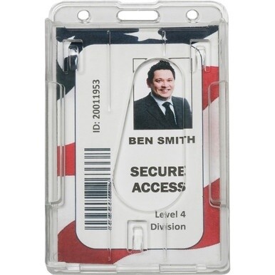 ABILITYONE 8455016660469 8455-01-666-0469 ID Card Holder, Dual Cards, Rigid Plastic, Vertical, Clear 4 PG