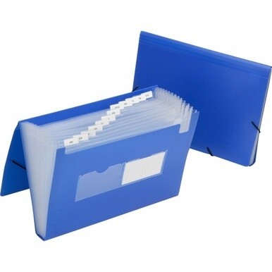 ABILITYONE 7530016597148 7530-01-659-7148  File Folder, Expanding, 12 Tab, Flap and Cord Closure, Polypropylene, Blue 12 EA