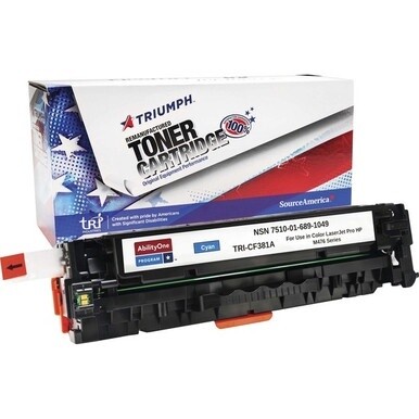 7510-01-689-1049 7510016891049 AbilityOne Remanufactured Toner Cartridge for HP CF381A (HP 312A) - Page Yield 2,700 - Cyan
