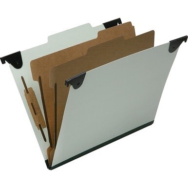 7530016816250 AbilityOne Hanging Classification File Folders - 2 Dividers - 6 Sections - Letter - Light Green