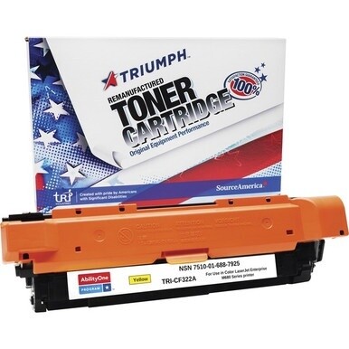 7510-01-688-7925 7510016887925 AbilityOne Remanufactured Toner Cartridge for HP CF322A (HP 653A) - Page Yield 16,500 - Yellow