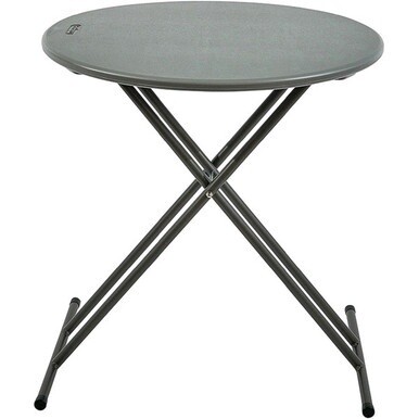 7110017026953 Government Only AbilityOne Personal Adjustable Height Round Folding Table - 24&quot; Diameter - 25 lb Weight Capacity - Charcoal Gray
